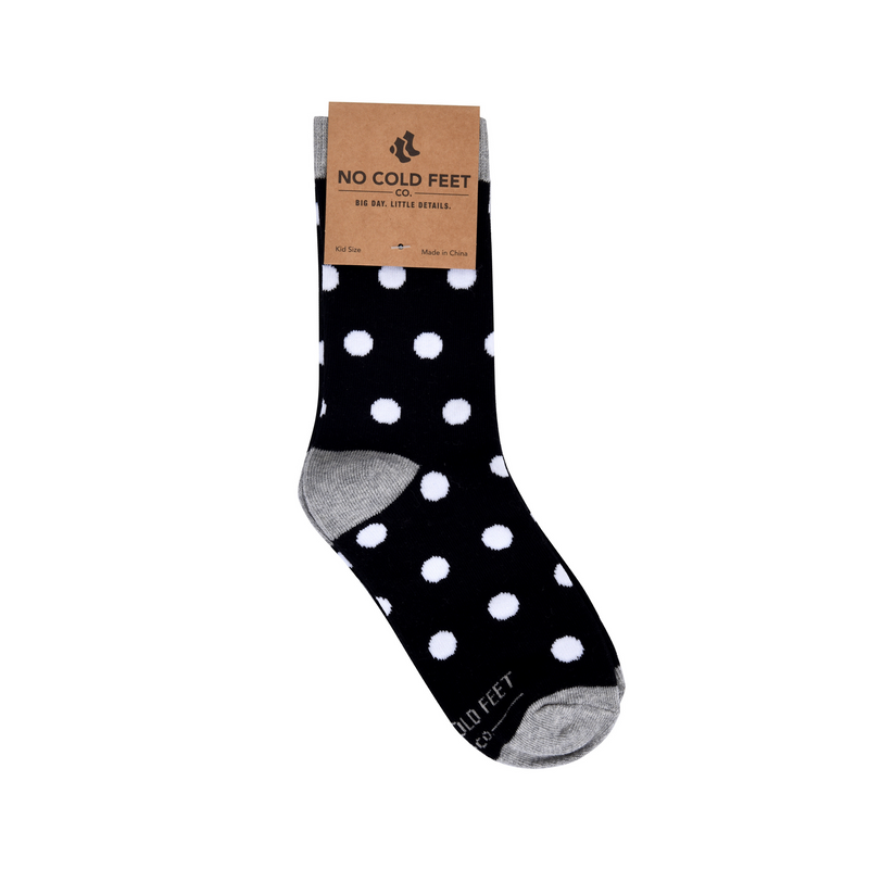 Black with White Polka Dots Kids Socks