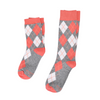 Coral and Grey Argyle Kids Socks