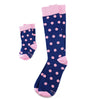 Navy Blue with Pink Polka Dot Toddler Socks