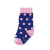 Navy Blue with Pink Polka Dot Toddler Socks