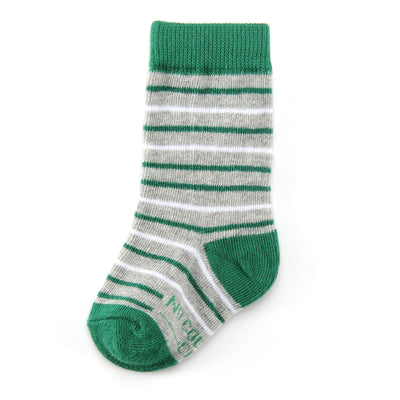 Green and Grey Striped Toddler Socks