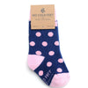 Navy Blue with Pink Polka Dot Toddler Socks