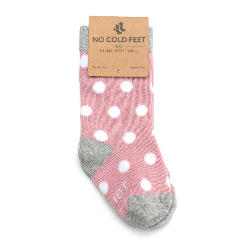 Dusty Rose with White Polka Dot Toddler Socks