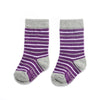 Purple, Grey, and White Striped Toddler Socks
