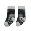 Black, White, and Grey Striped Toddler Socks