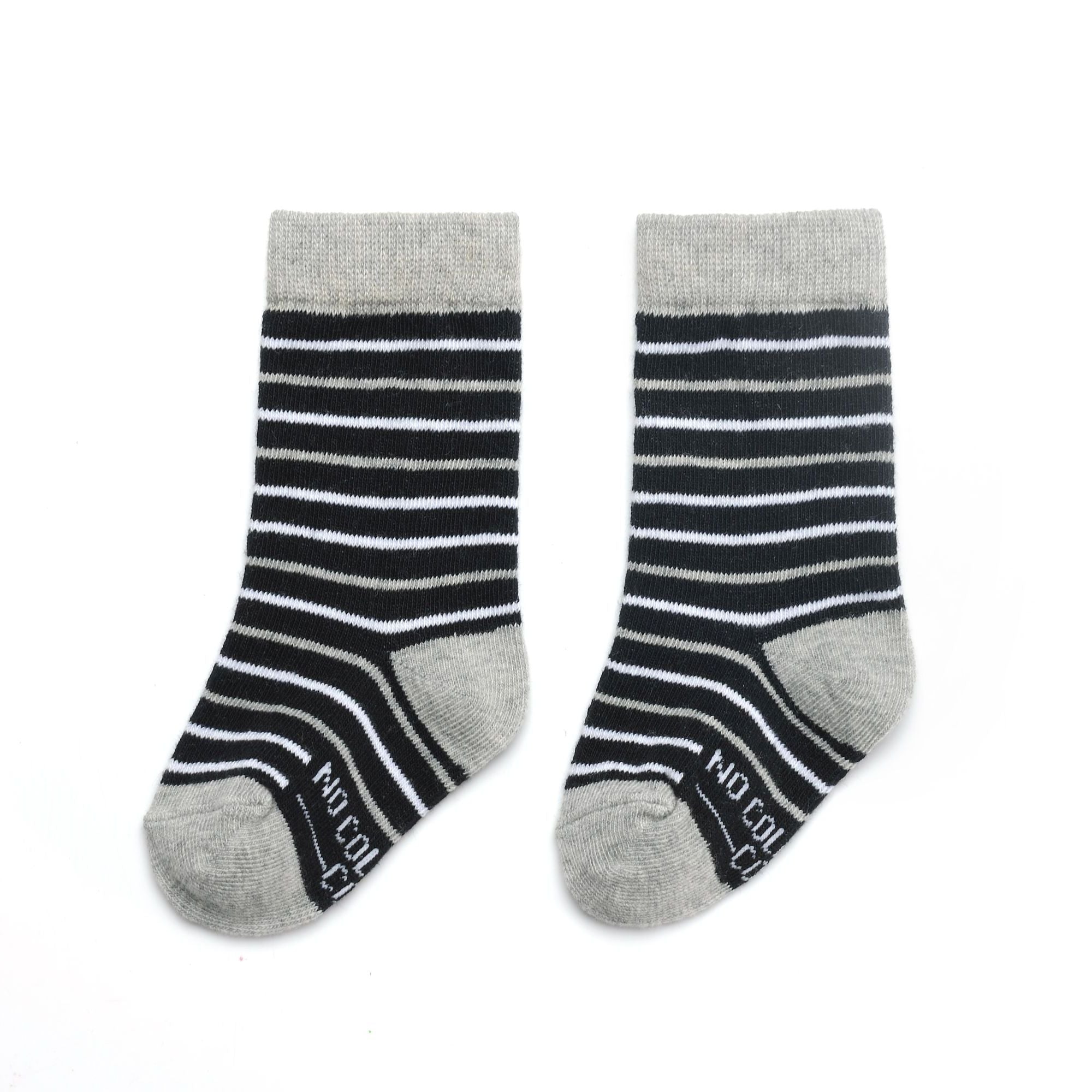 Black, White, & Grey Striped Toddler Socks | No Cold Feet Co.