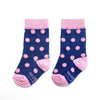 Navy Blue with Pink Polka Dot Toddler Socks