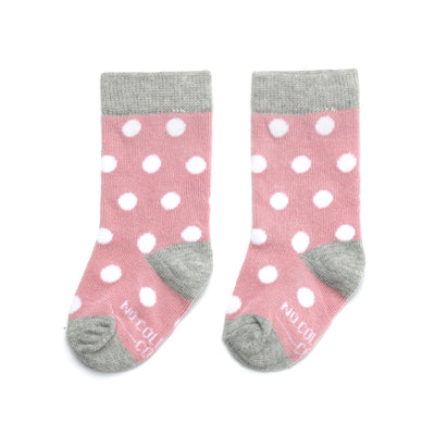 Dusty Rose with White Polka Dot Toddler Socks