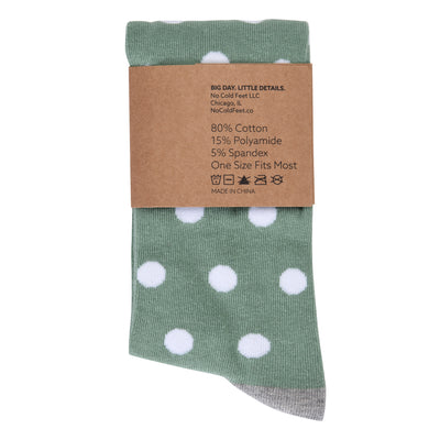 Sage Green with White Polka Dot Socks