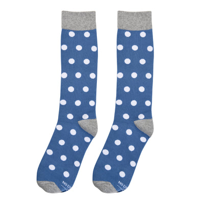 Steel Blue Socks with White Polka Dot Socks
