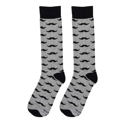 Grey with Black Mustache Socks