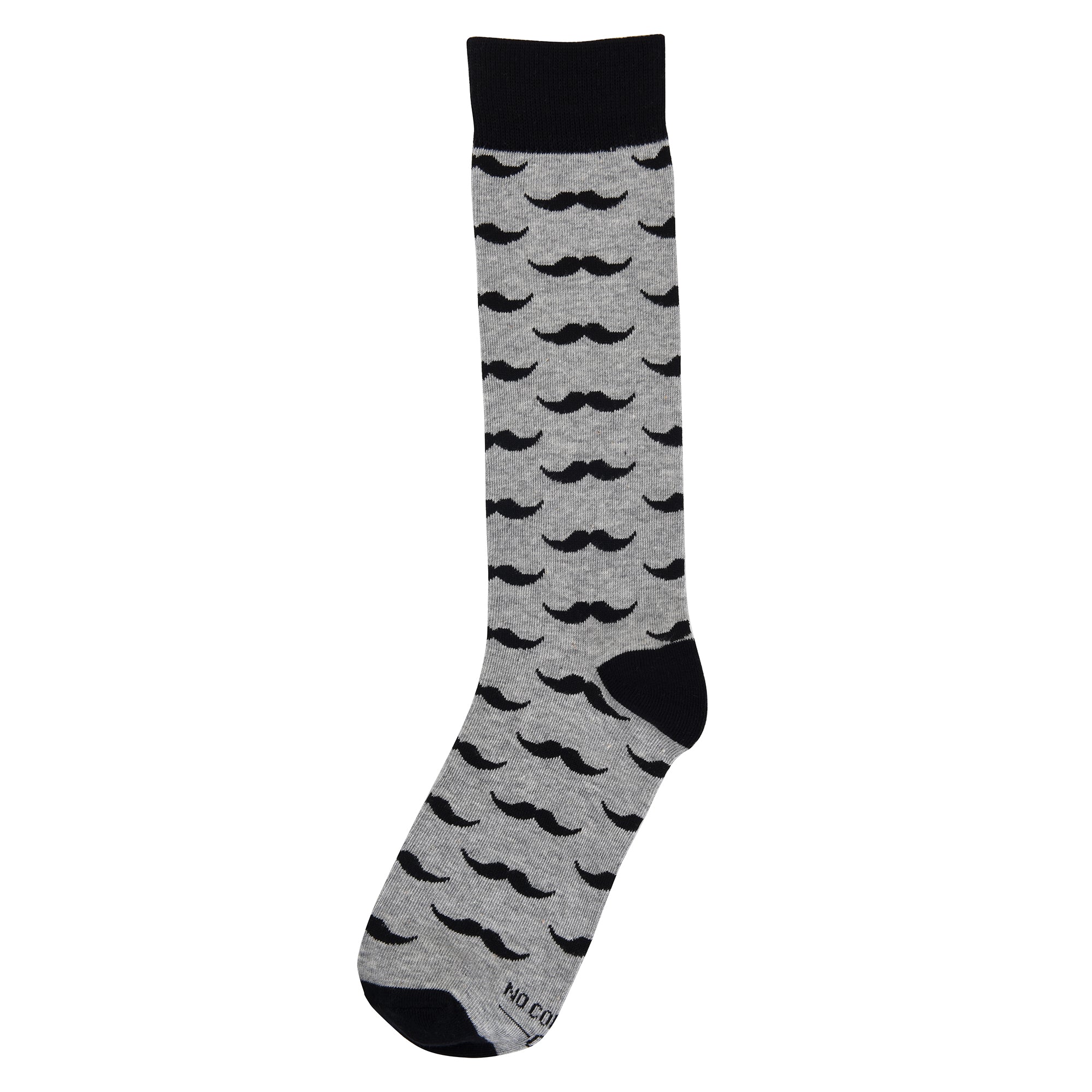 Grey with Black Mustache Socks