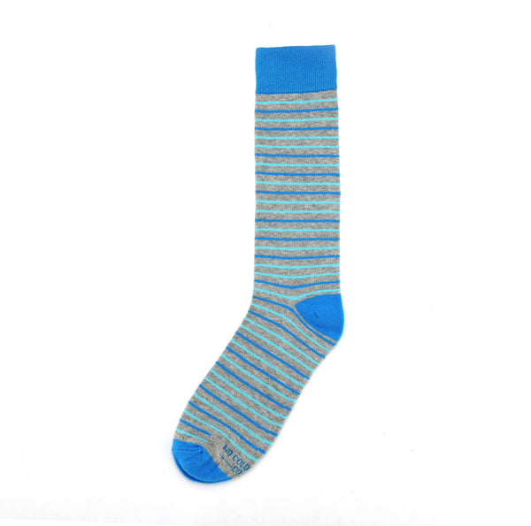 Teal, Blue, and Grey Striped Socks | Groomsmen Socks | No Cold Feet Co