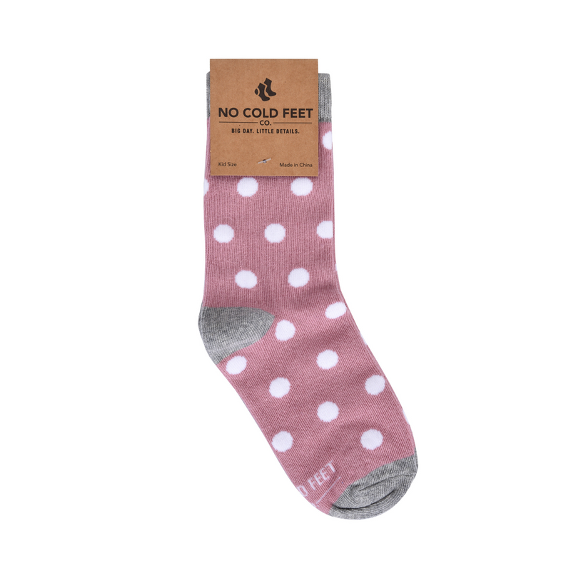 Dusty Rose with White Polka Dot Kids Socks