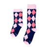 Navy and Pink Argyle Kids Socks
