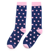 Navy Blue with Pink Polka Dot Socks