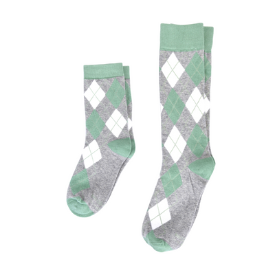 Sage Green Argyle Kids Socks