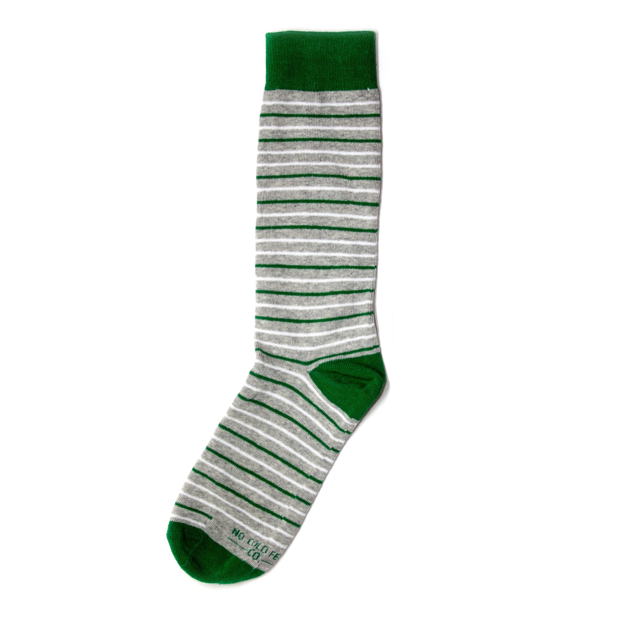 Green and Grey Striped Socks | NoColdFeet