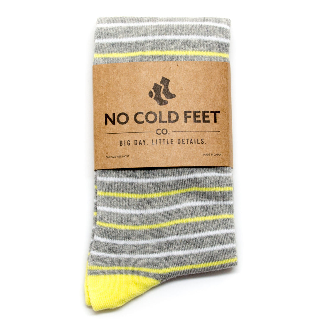 Grey and Yellow Striped Socks | Groomsmen Socks | No Cold Feet Co.